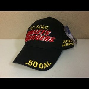 Bullets And burgers hat shoot a .50 cal